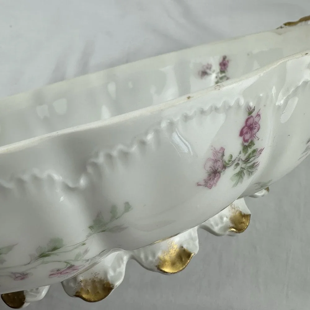 Antique Haviland Limoges Covered Tureen Schleiger 19 Blank 1 Pink Floral Gilt